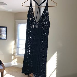Gilly Hicks Navy Blue Crocheted Swimsuit Cover Up